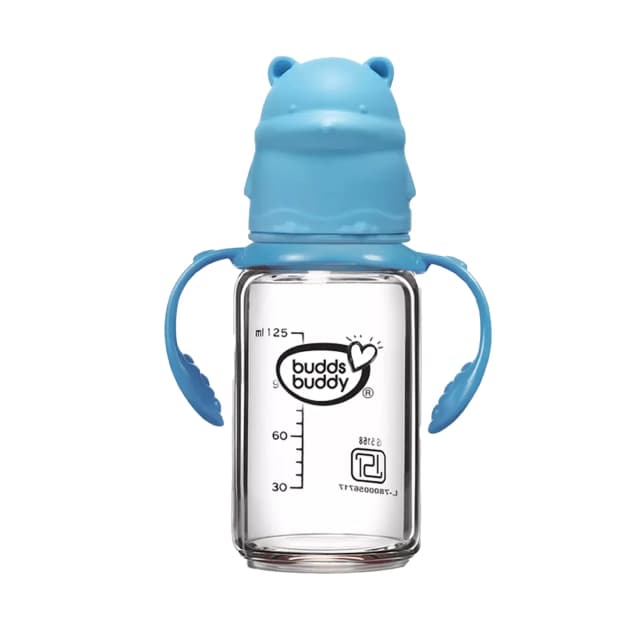 Budds Buddy Glass Feeding Bottle with Handle - 125ml