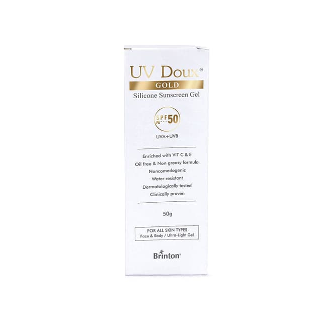 UV Doux Gold Silicone Sunscreen Gel SPF 50 PA+++ – 50gm