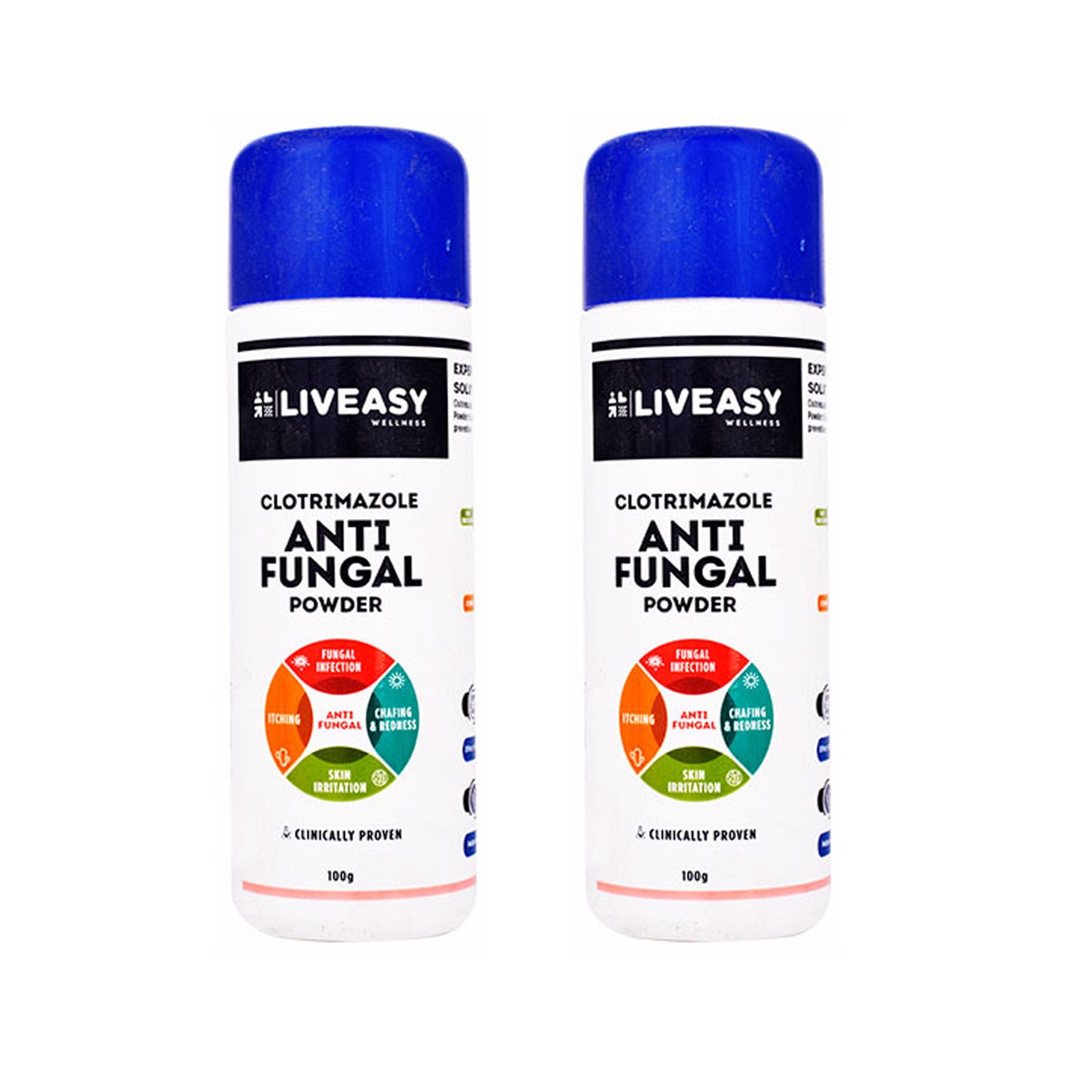 Liveasy Wellness Clotrimazole Anti Fungal Powder 100gm (Pack of 2)