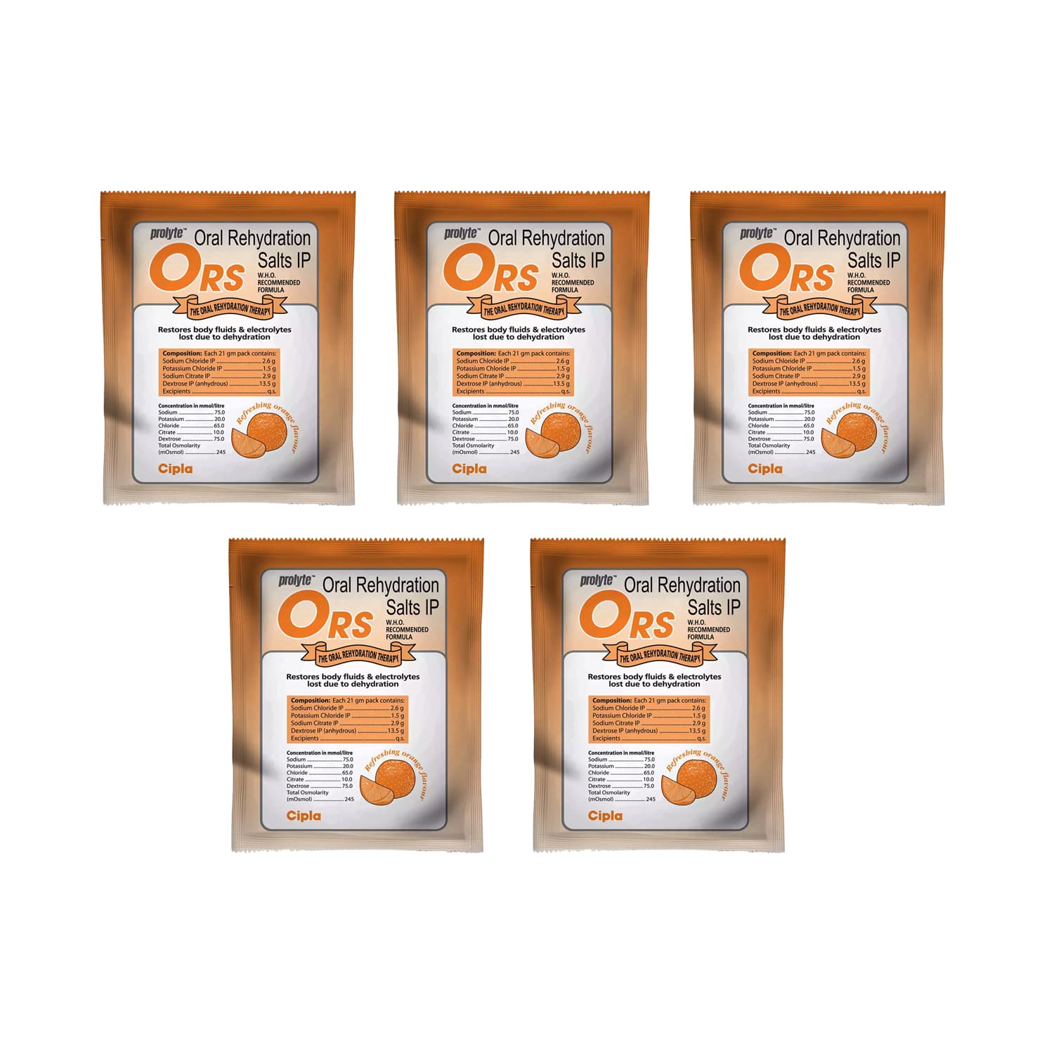 Cipla Prolyte ORS Drink Sachet - 21g (Pack of 5)