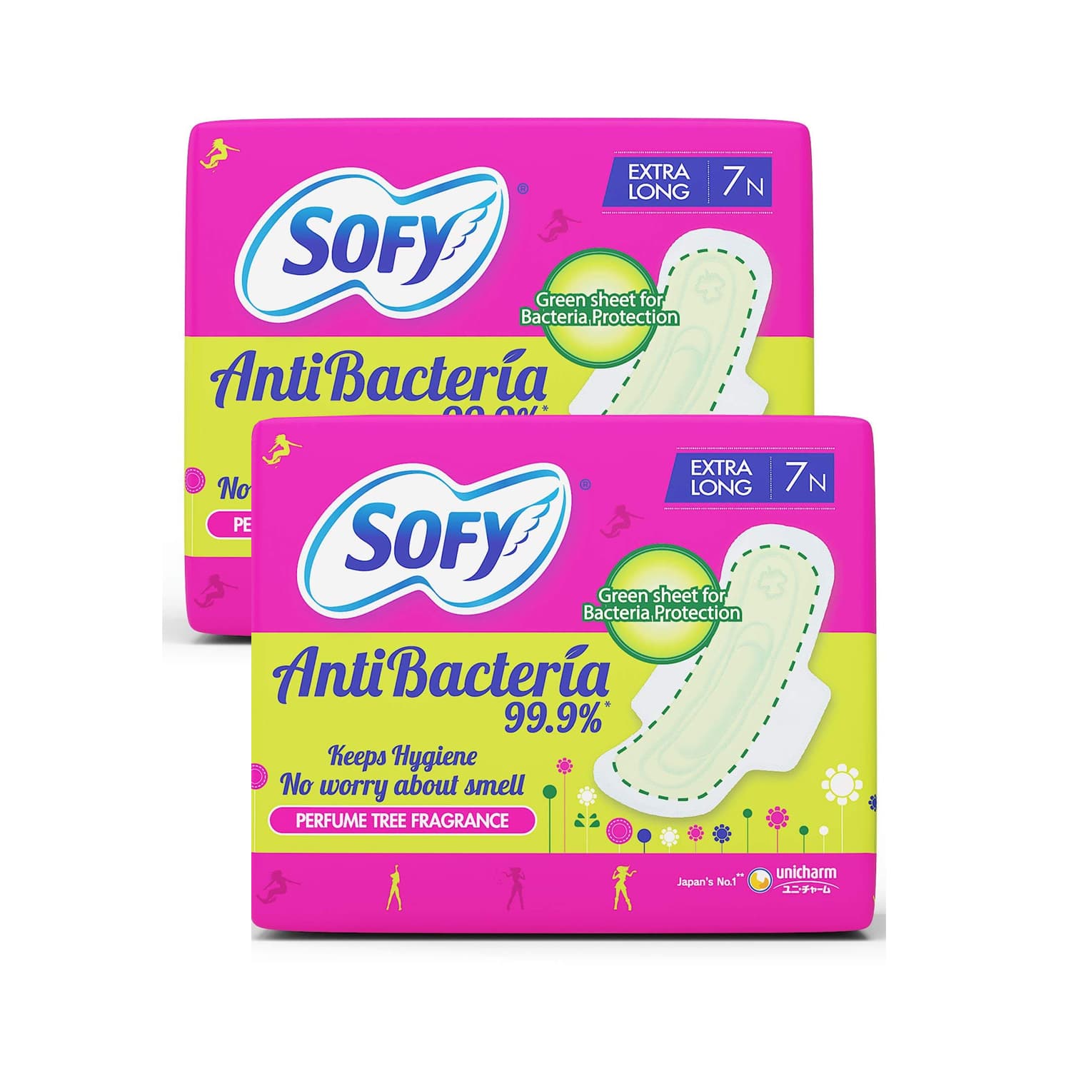 Sofy AntiBacteria Extra Long - 7 Pads (Pack of 2)