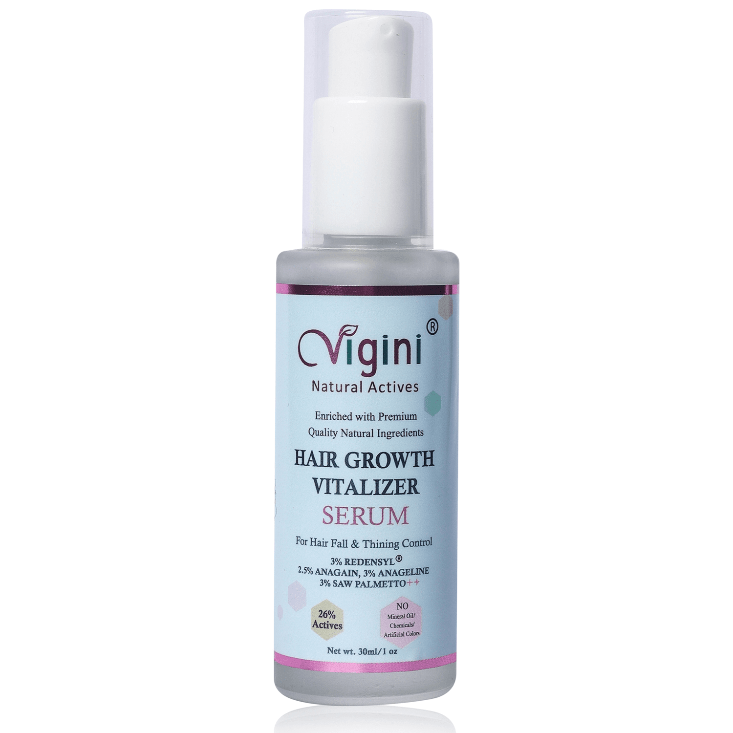 Vigini 26% Actives 3% Redensyl Hair Care Growth Vitalizer Serum Men Women - 30ml