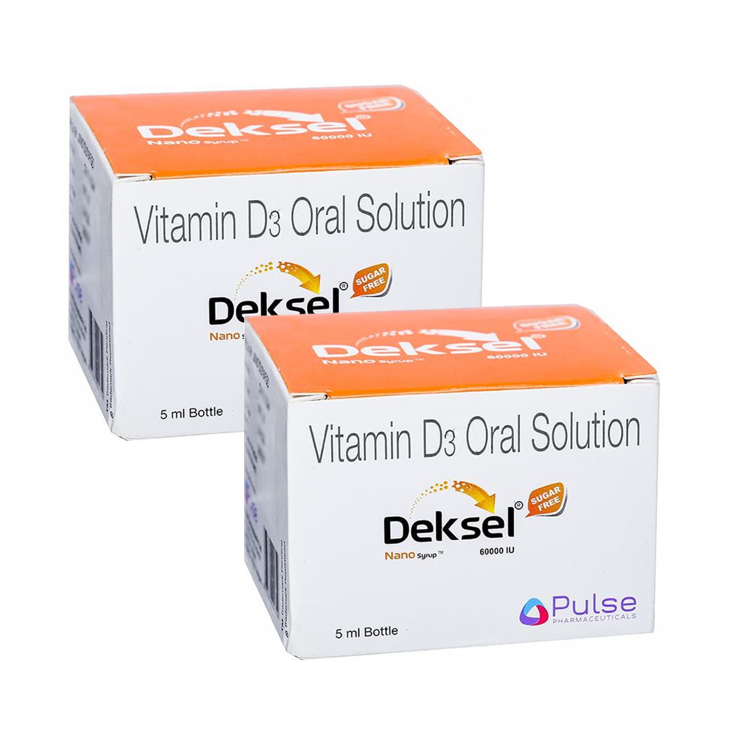 Deksel Vitamin D3 Oral Solution- Nano Syrup - 5ml (Pack of 2)