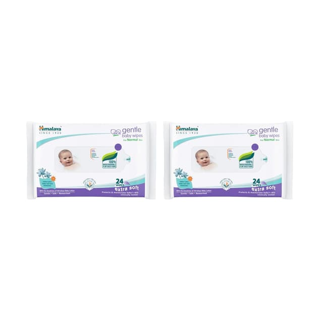 Himalaya Gentle Baby Wipes 24Pcs (Pack of 2)