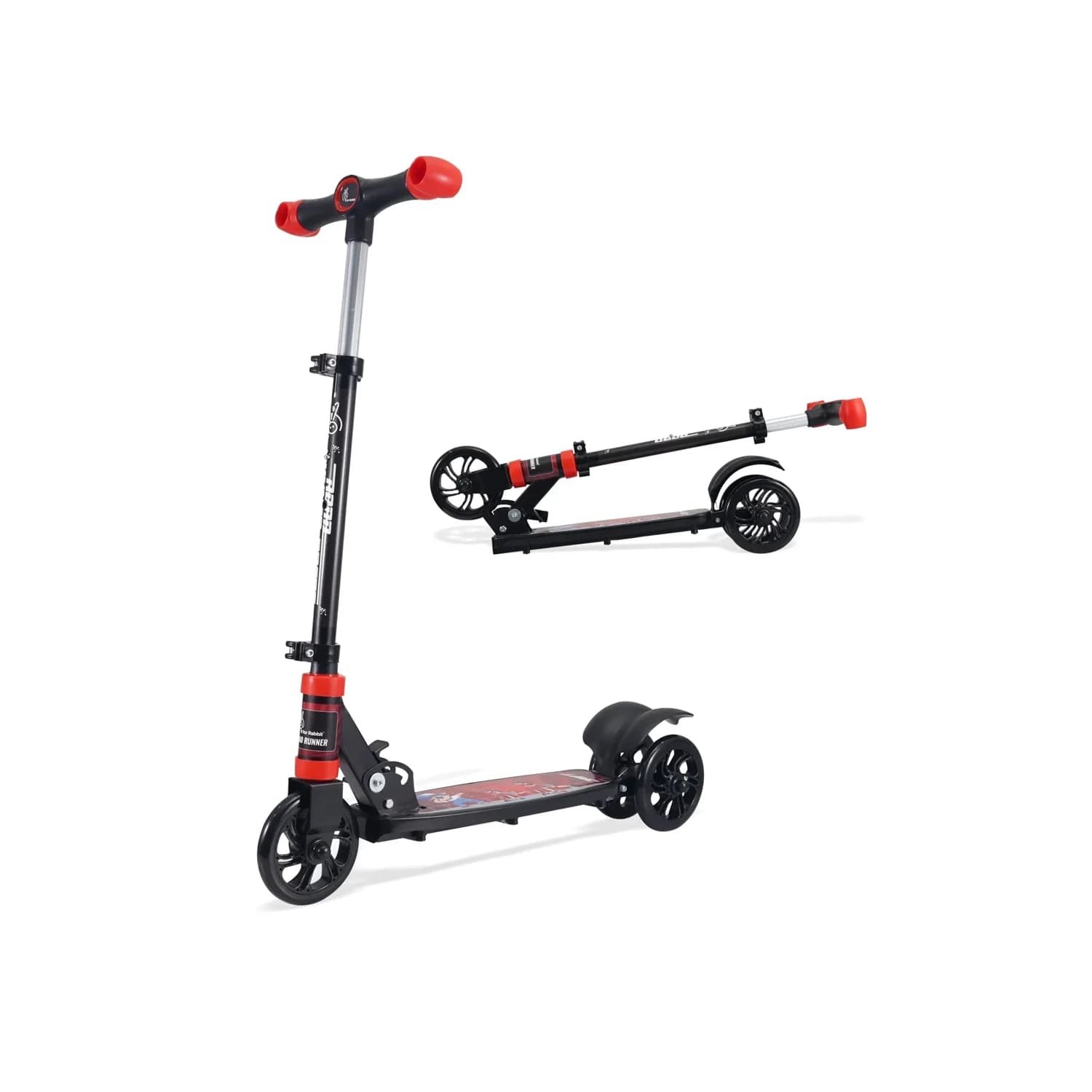R for Rabbit Road Runner Drift Kick Scooter for Kids from 2+ Years (Pure Black)