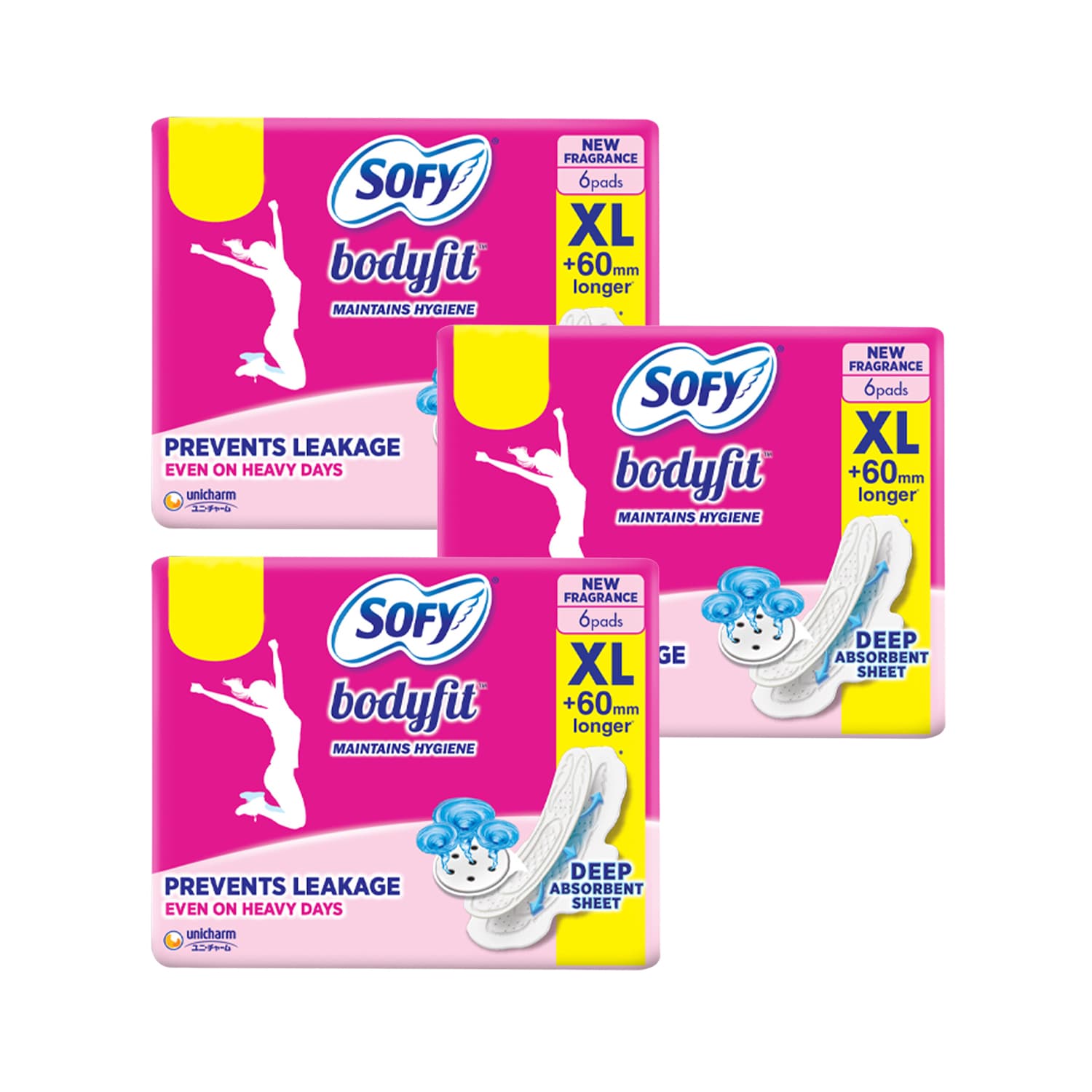 Sofy Bodyfit Pads XL - 6 Pads (Pack of 3)