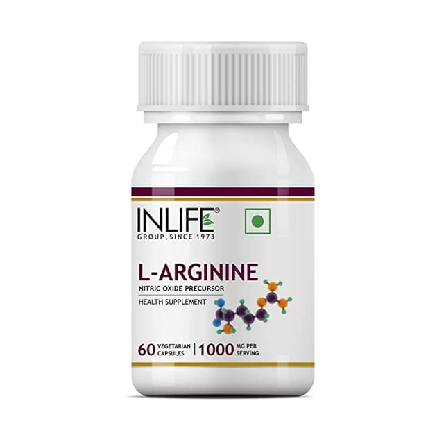INLIFE L-Arginine 1000mg Capsule (60 Vegetarian Capsules) Serving, Nitric Oxide Precursor
