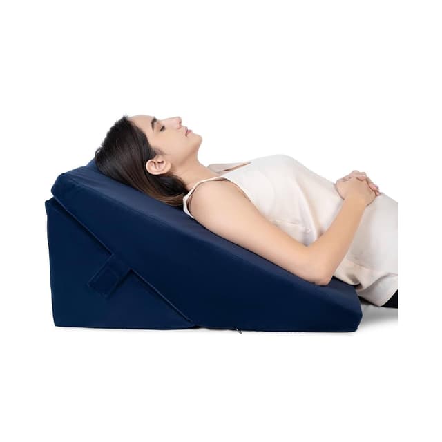 Fovera Adjustable Acid Reflux Bed Wedge Orthopedic Support (Velvet Navy Blue) - XL