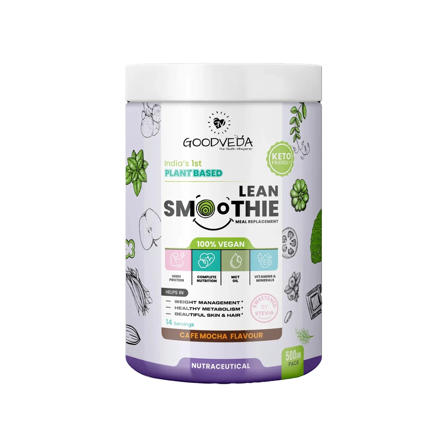 Goodveda Lean Smoothie Powder Cafe Mocha Flavour - 500gm