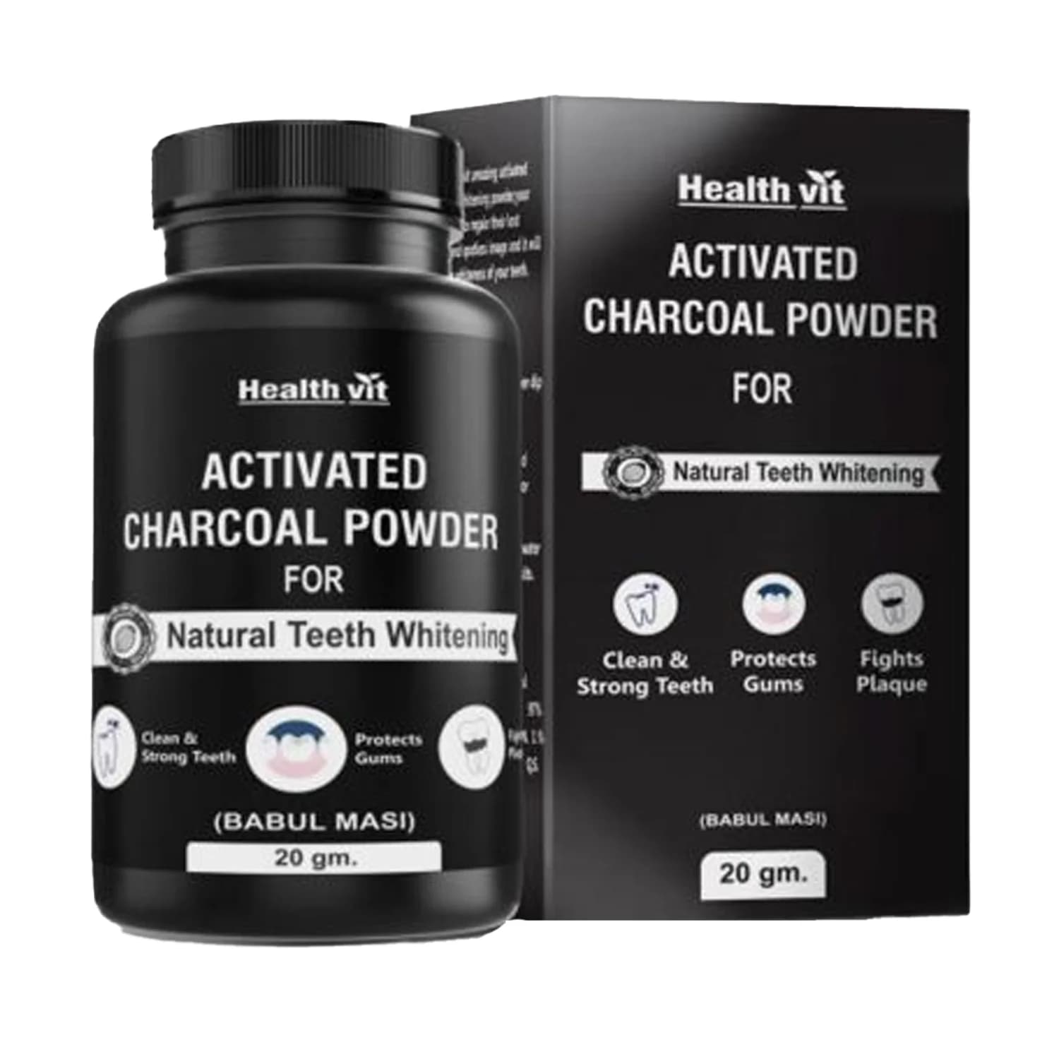 HealthVit Activated Charcoal Powder for Natural Teeth Whitening - 20gm