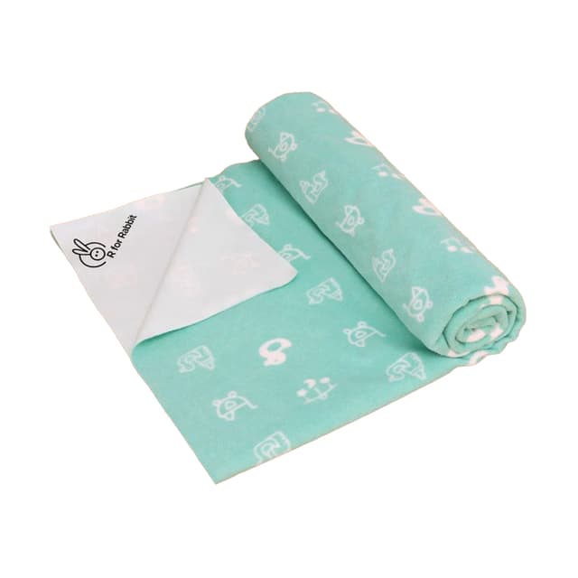 R for Rabbit Dry Nap Pee Premium Protector Sheet for Kids Green (Small)