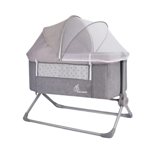 R for Rabbit Hop A Little Baby Cot from 0-12 Months (Dark Grey)
