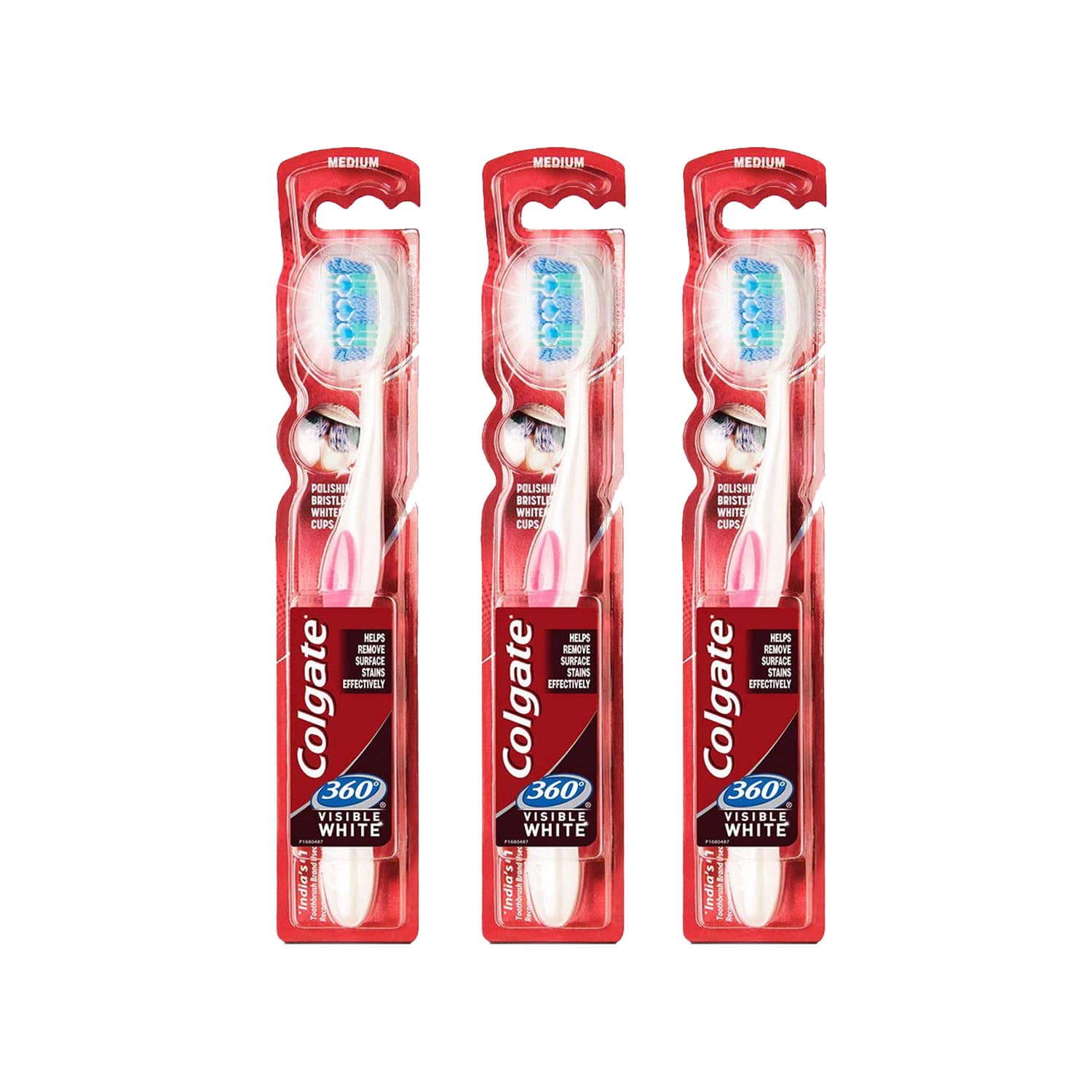 Colgate 360' Visible White Toothbrush (Pack of 3)