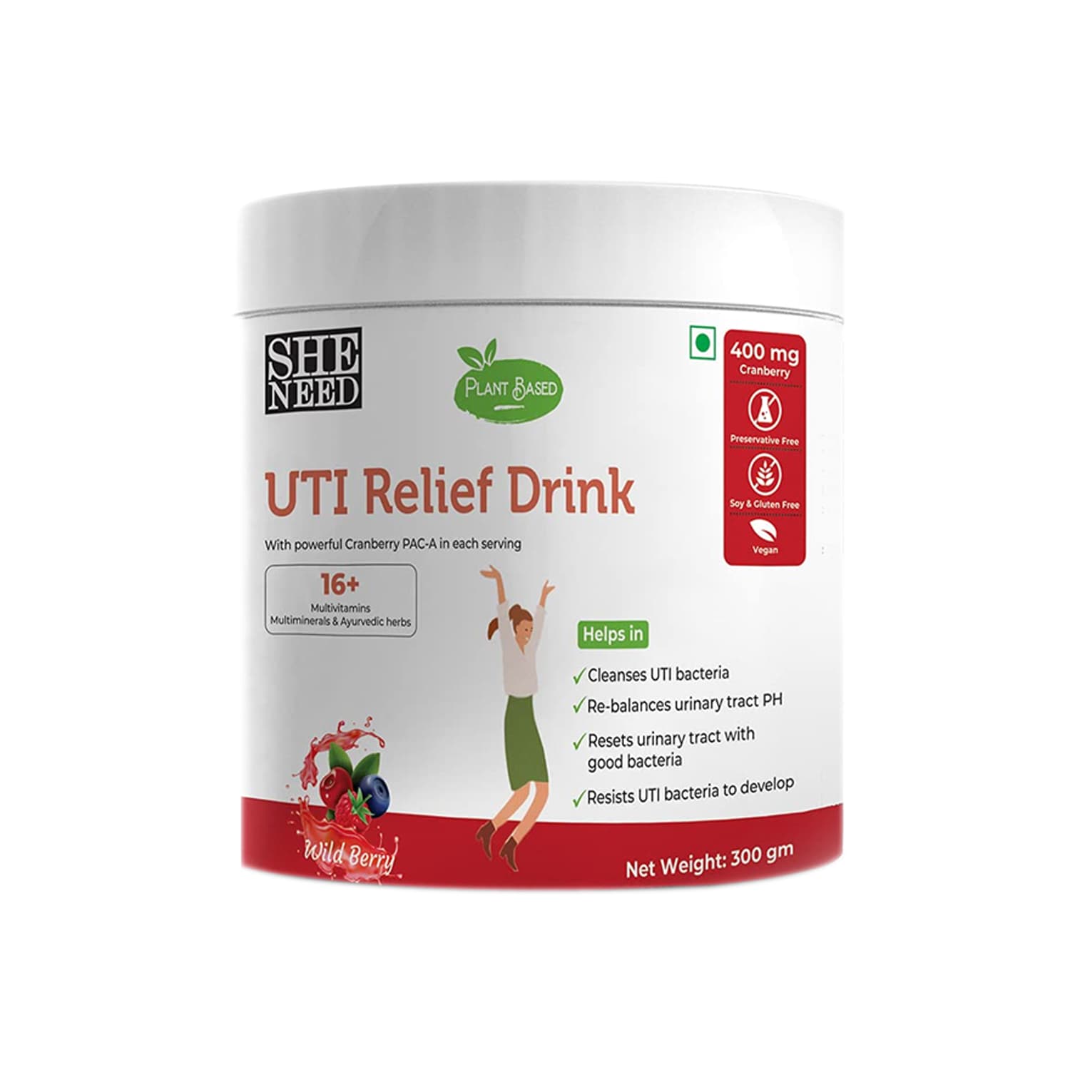 Sheneed Plant Based UTI Relief Drink for Women 300g